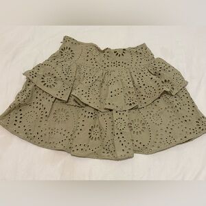 EXPRESS Olive Green Eyelet Mini Skirt